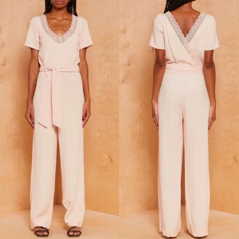 Sezane Combinaison Louis Jumpsuit, Size 38, in Rosy Beige